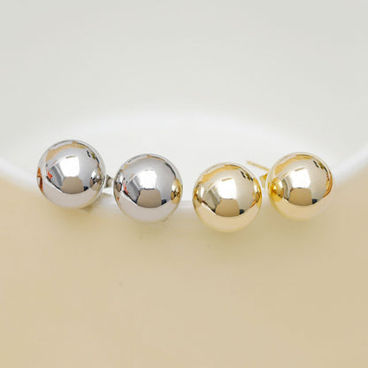 French style brass 12mm ball stud earrings (5 pairs)