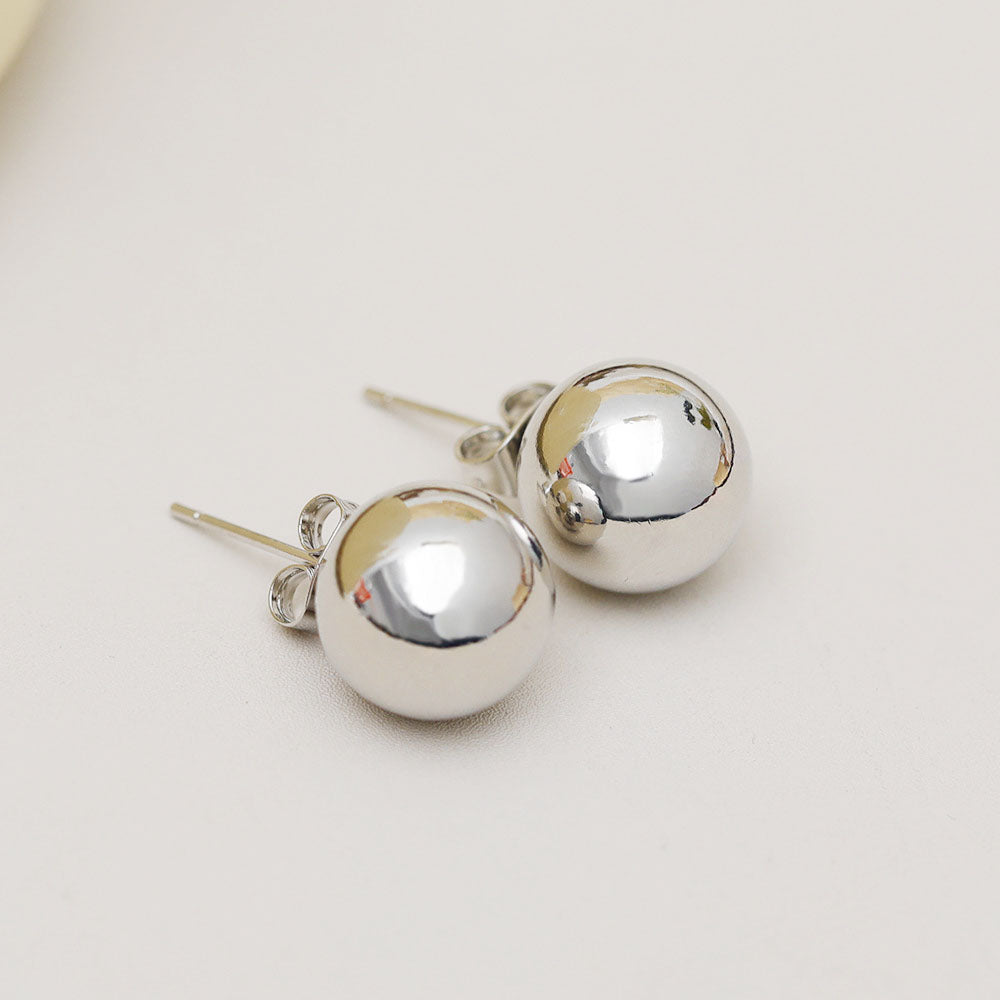 French style brass 12mm ball stud earrings (5 pairs)