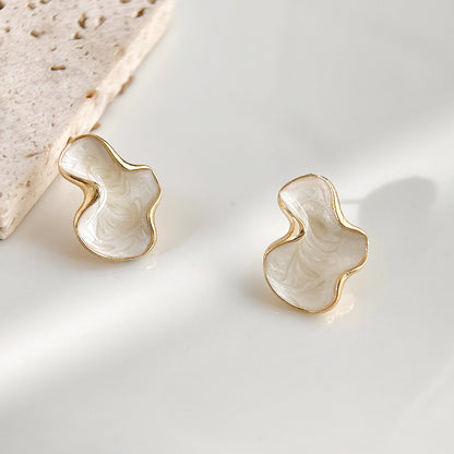 Boucles d'oreilles à tige de forme carrée, style rétro, deux couleurs d'émail (10 paires)