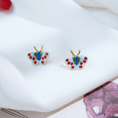 Boucles d'oreilles à tige de forme carrée, style rétro, deux couleurs d'émail (10 paires)