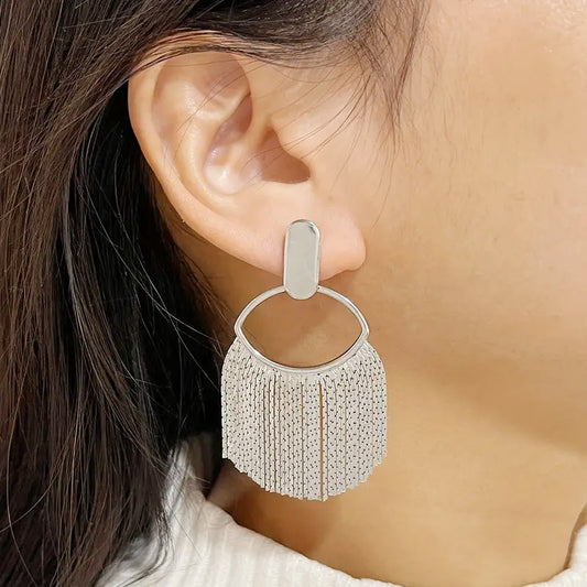 silver plated tassel stud drop earrings (10 pairs)