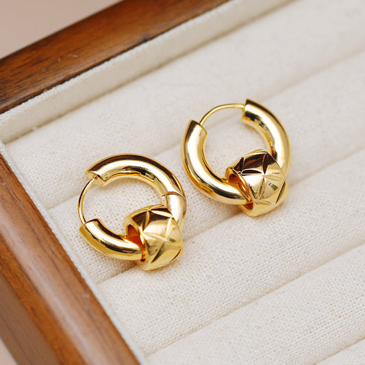 Vintage gold plated 20mm huggie hoop earrings  (10 pairs)