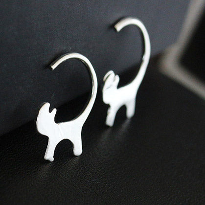 Wholesale brass silver plated cute cat tail hook earrings (5 pairs)