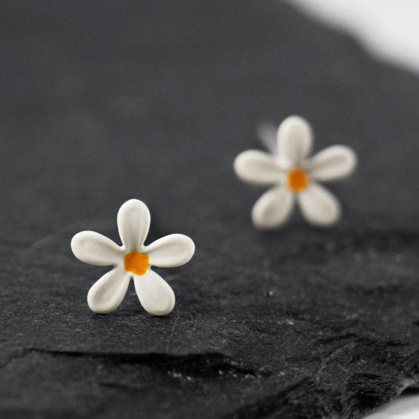 Wholesale cute mini enamel daisy flower stud earrings (5 pairs)