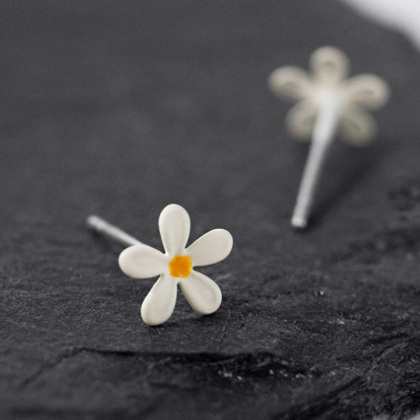 Wholesale cute mini enamel daisy flower stud earrings (5 pairs)