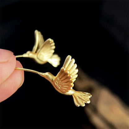 Wholesale brass matte gold 3D bee bird piercing stud earrings (5 pairs)