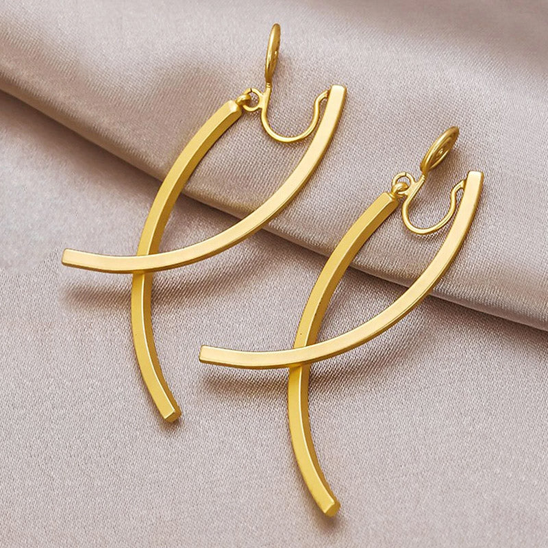 Gold plated fish shape wire cross non-pierced clip earrings (5 pairs)