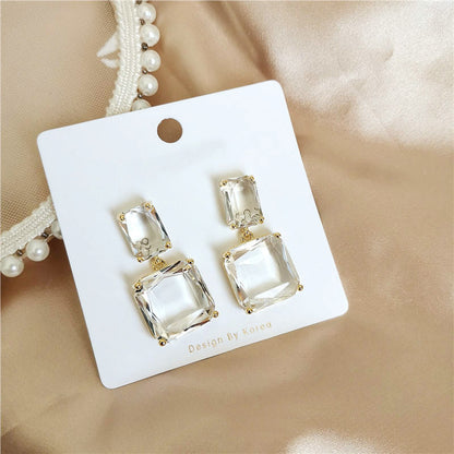 geometric square transparent crystal drop earrings (5 pairs)