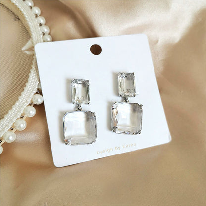 geometric square transparent crystal drop earrings (5 pairs)