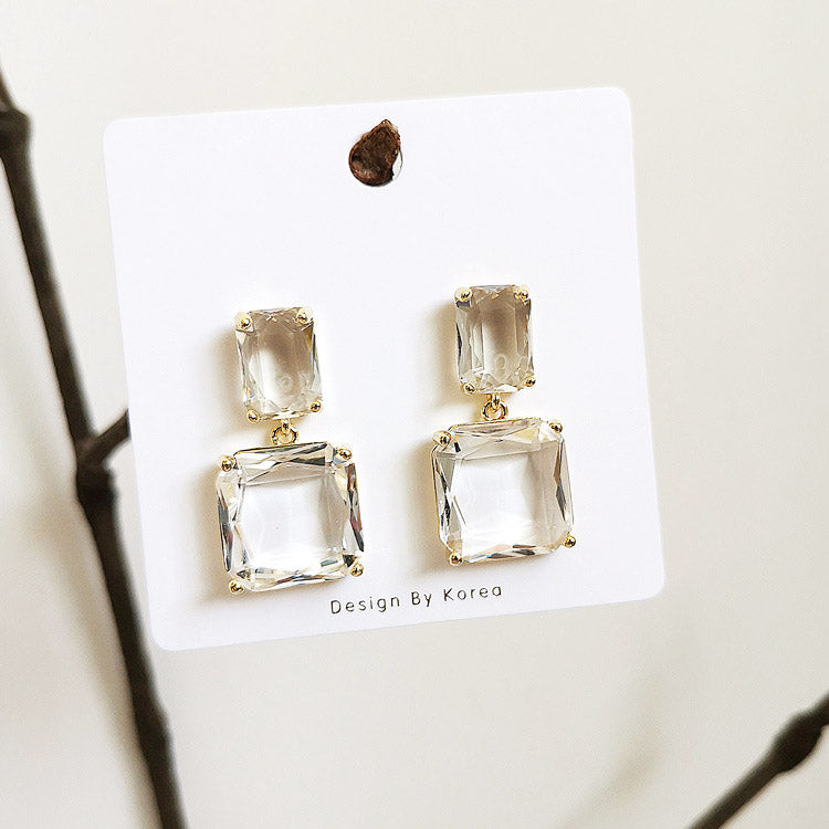 geometric square transparent crystal drop earrings (5 pairs)