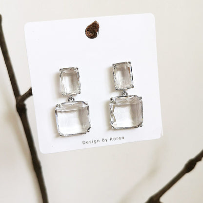 geometric square transparent crystal drop earrings (5 pairs)