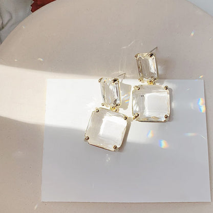 geometric square transparent crystal drop earrings (5 pairs)