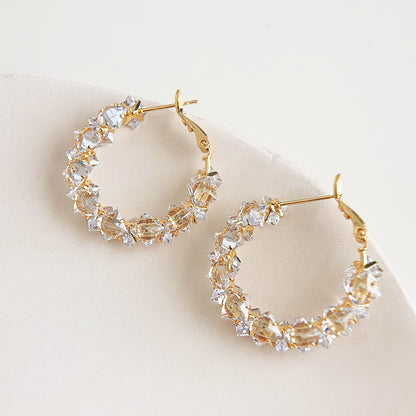 Gold plated clear crystal zircon hoop earrings (5 pairs)