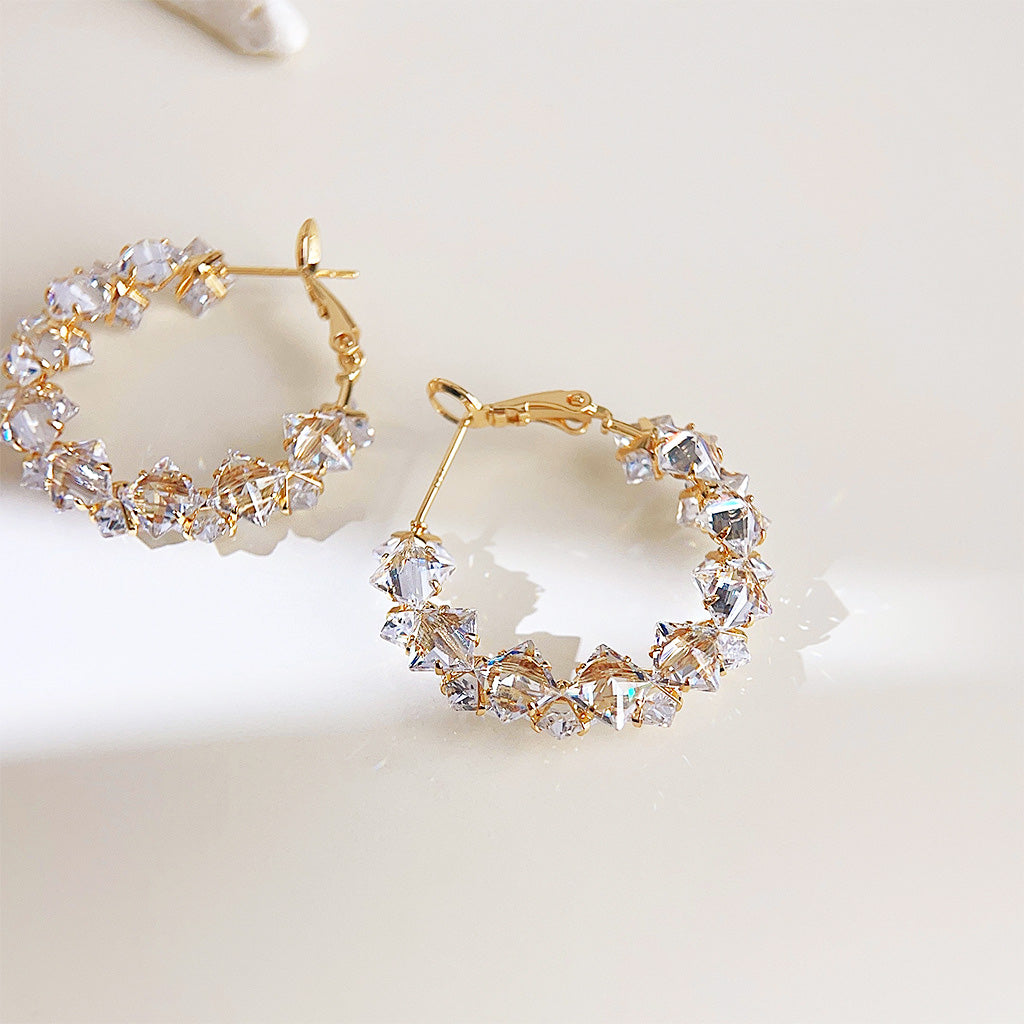 Gold plated clear crystal zircon hoop earrings (5 pairs)