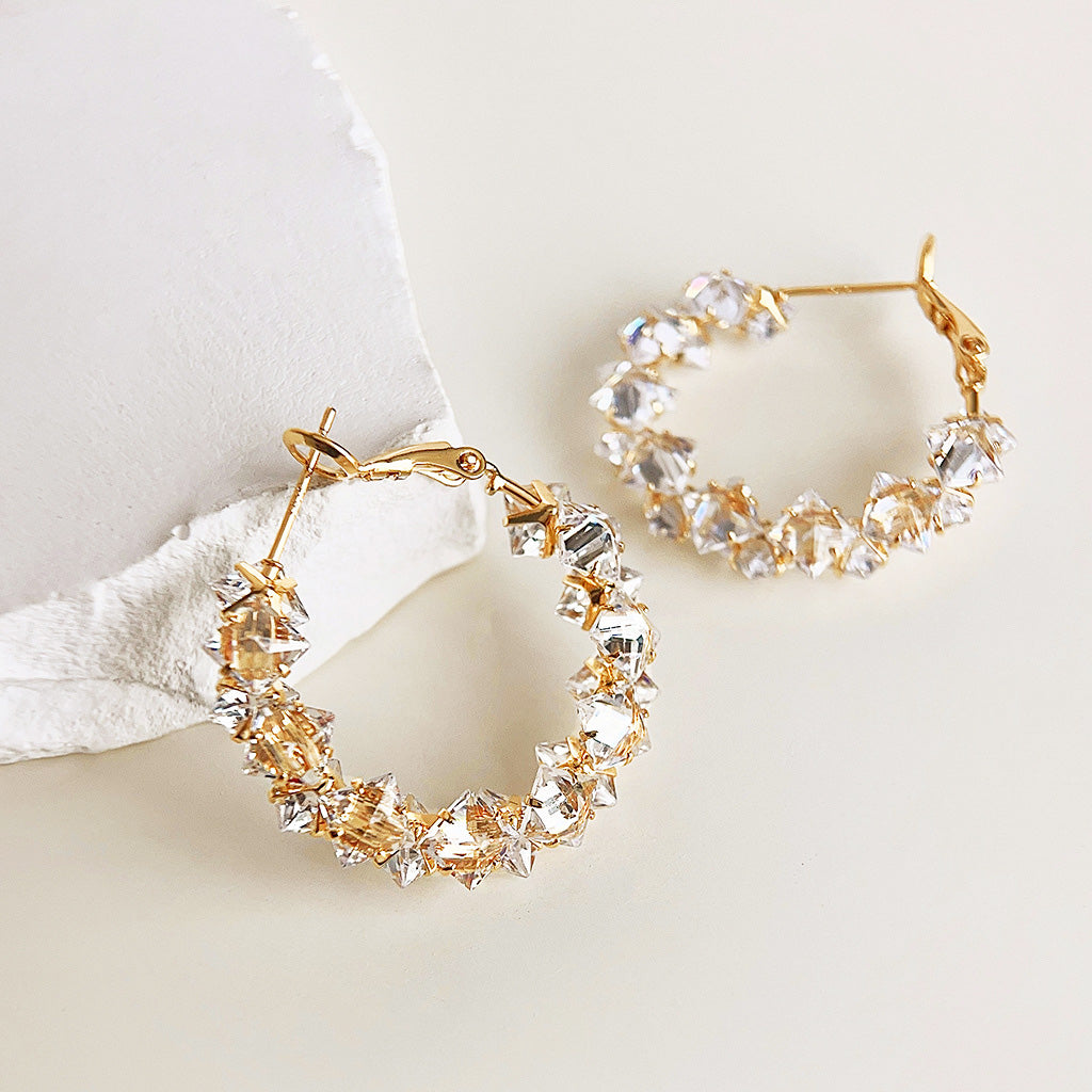 Gold plated clear crystal zircon hoop earrings (5 pairs)