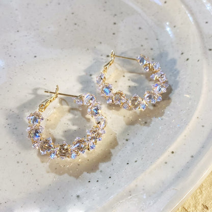 Gold plated clear crystal zircon hoop earrings (5 pairs)