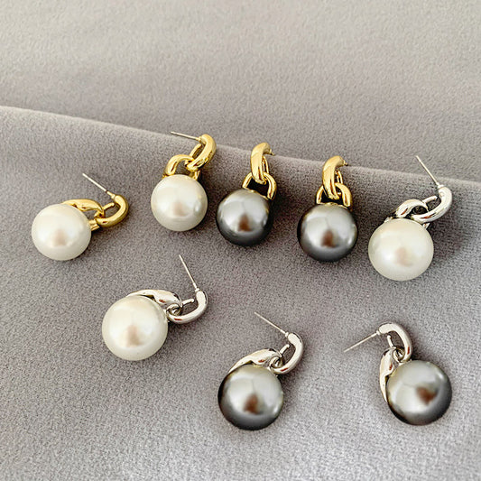 Daily jewelry single pearl stud drop earrings(10 pairs)