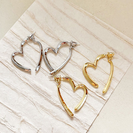 Simple design geometric heart drop earrings (5 pairs)