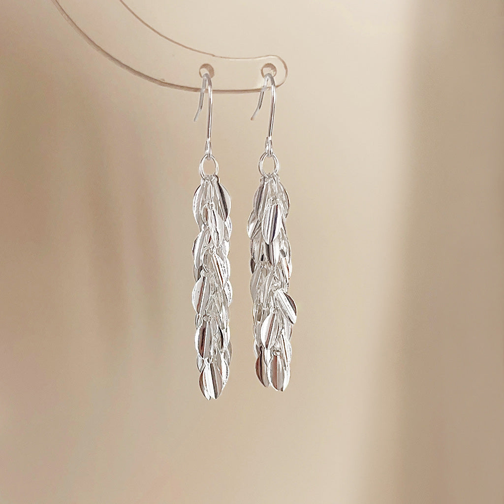 Silver plated leaves statement hook drop earrings (5 pairs)