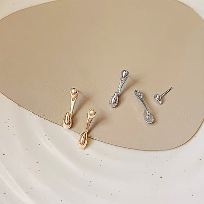 Two-wear drop shape ear studs with backplate earrings (5 pairs)