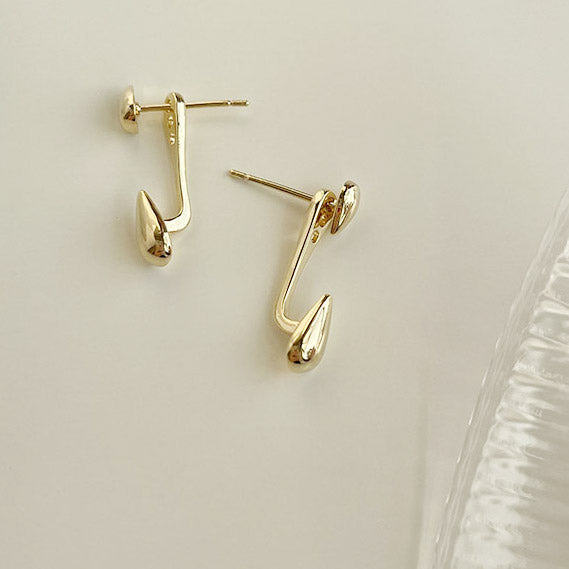 Two-wear drop shape ear studs with backplate earrings (5 pairs)