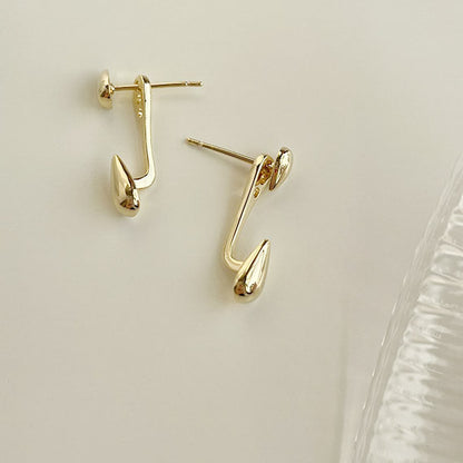 Two-wear drop shape ear studs with backplate earrings (5 pairs)