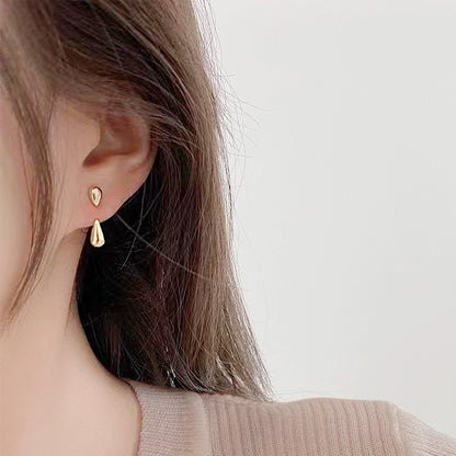 Two-wear drop shape ear studs with backplate earrings (5 pairs)