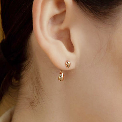 Two-wear drop shape ear studs with backplate earrings (5 pairs)