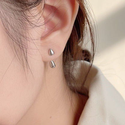 Two-wear drop shape ear studs with backplate earrings (5 pairs)