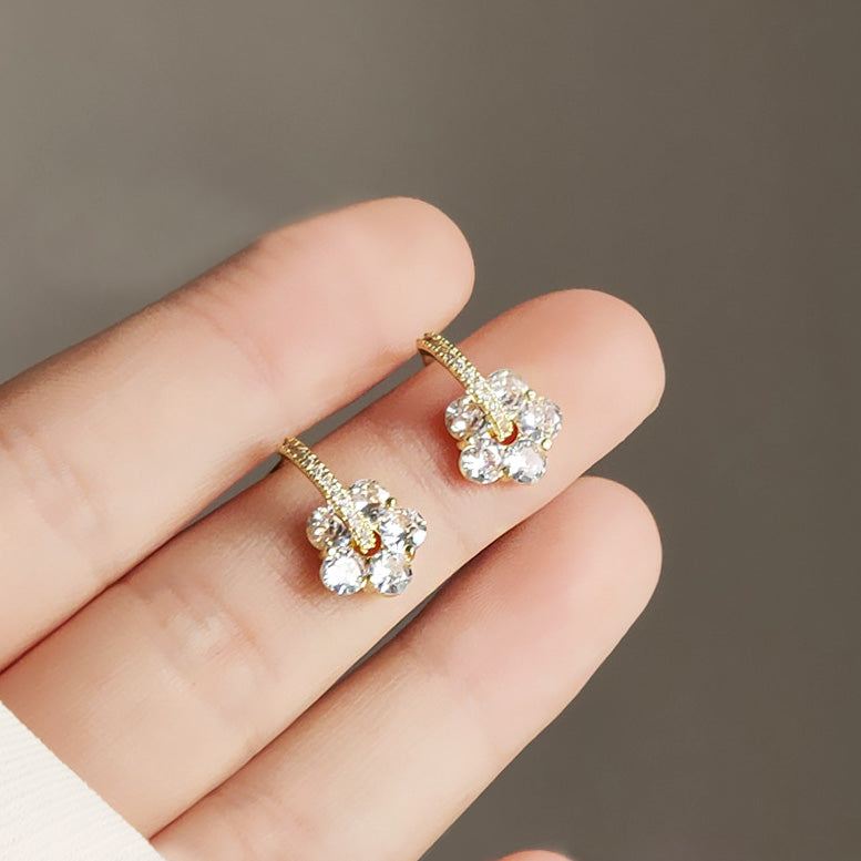 Gold plated zircon crystal flower stud earrings (5 pairs)