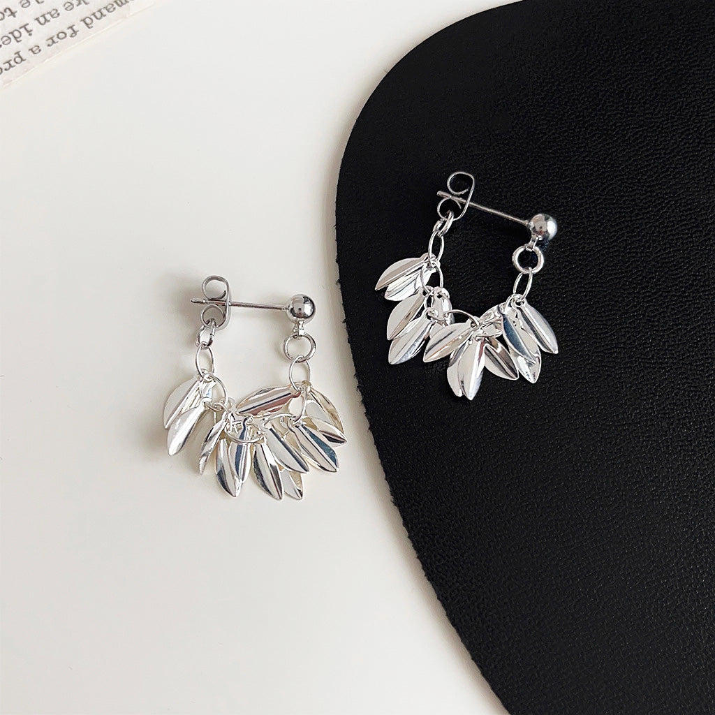 Silver plated leaf statement drop earrings (5 pairs)