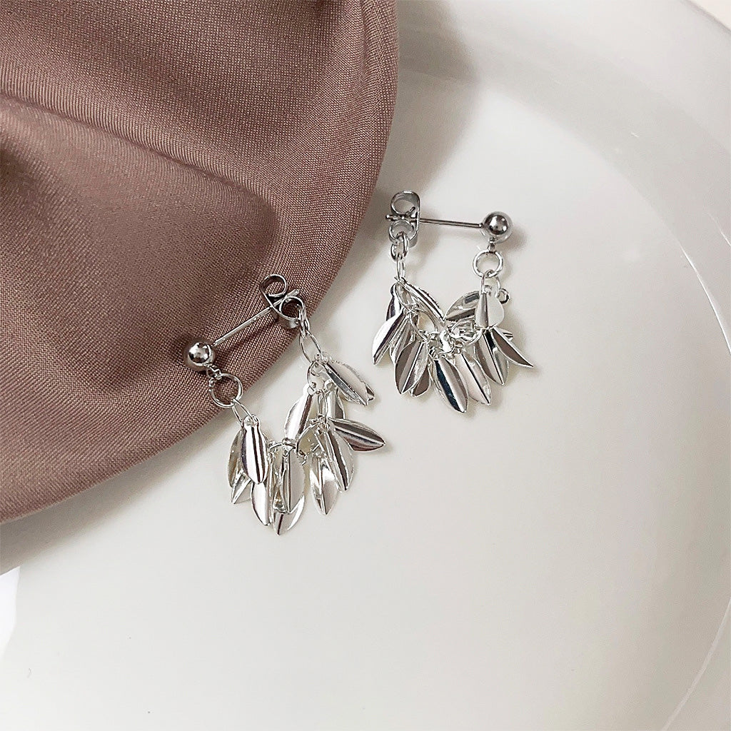 Silver plated leaf statement drop earrings (5 pairs)