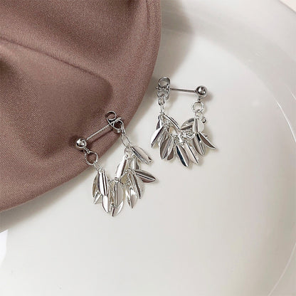 Silver plated leaf statement drop earrings (5 pairs)