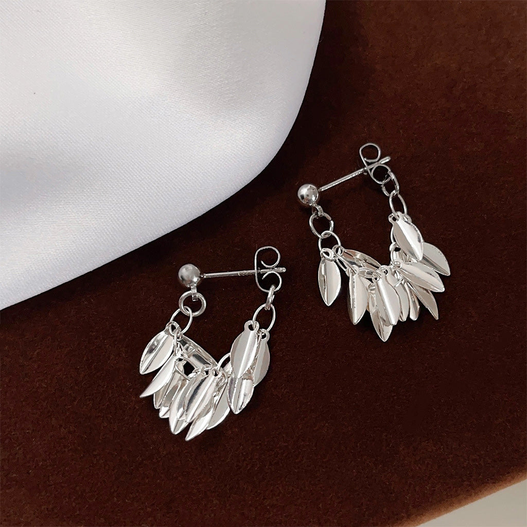 Silver plated leaf statement drop earrings (5 pairs)