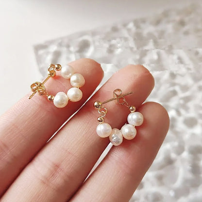 14K gold plated baroque freshwater pearl beaded stud earrings (5 pairs)