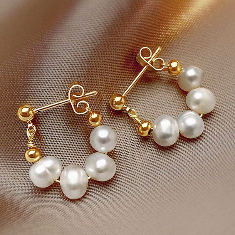 14K gold plated baroque freshwater pearl beaded stud earrings (5 pairs)