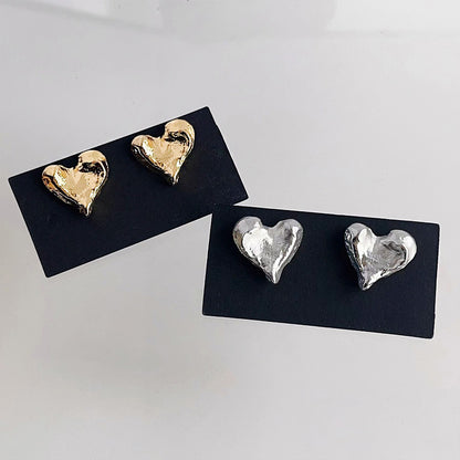 Metal geometric irregular heart shape stud earrings (5 pairs)