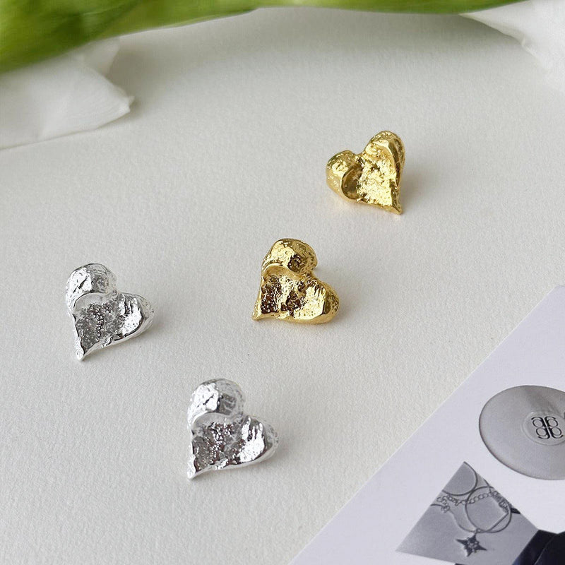 Metal geometric irregular heart shape stud earrings (5 pairs)