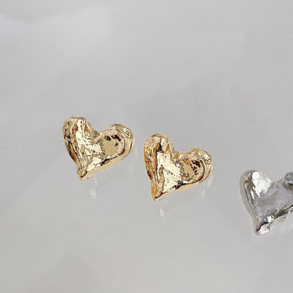 Metal geometric irregular heart shape stud earrings (5 pairs)