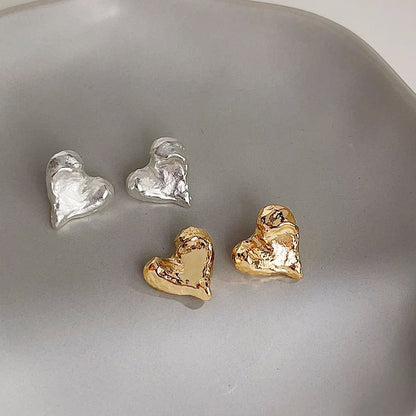 Metal geometric irregular heart shape stud earrings (5 pairs)