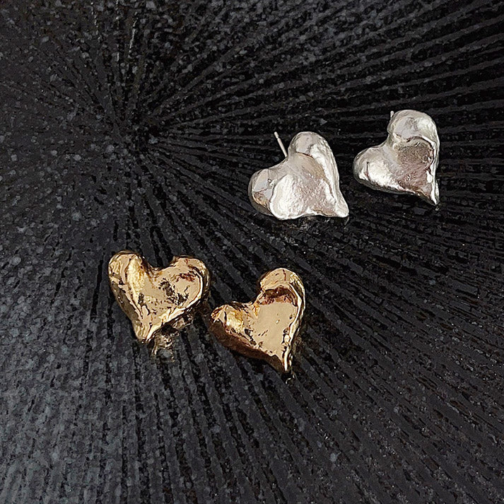 Metal geometric irregular heart shape stud earrings (5 pairs)