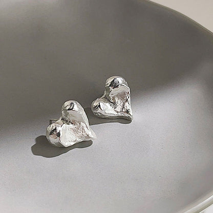 Metal geometric irregular heart shape stud earrings (5 pairs)