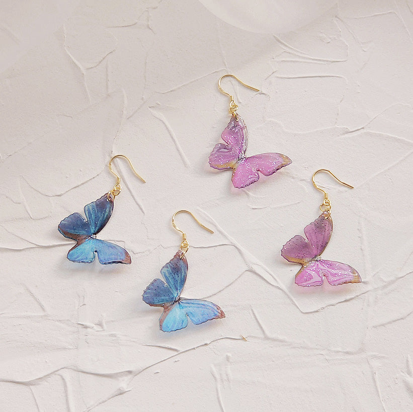 Lightweight colors butterfly dangle hook earrings (5 pairs)