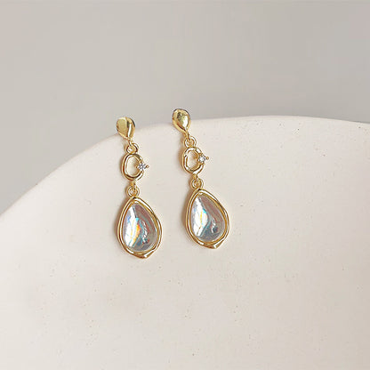 14k gold plated clear glass water drop earrings (5 pairs)