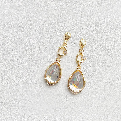 14k gold plated clear glass water drop earrings (5 pairs)