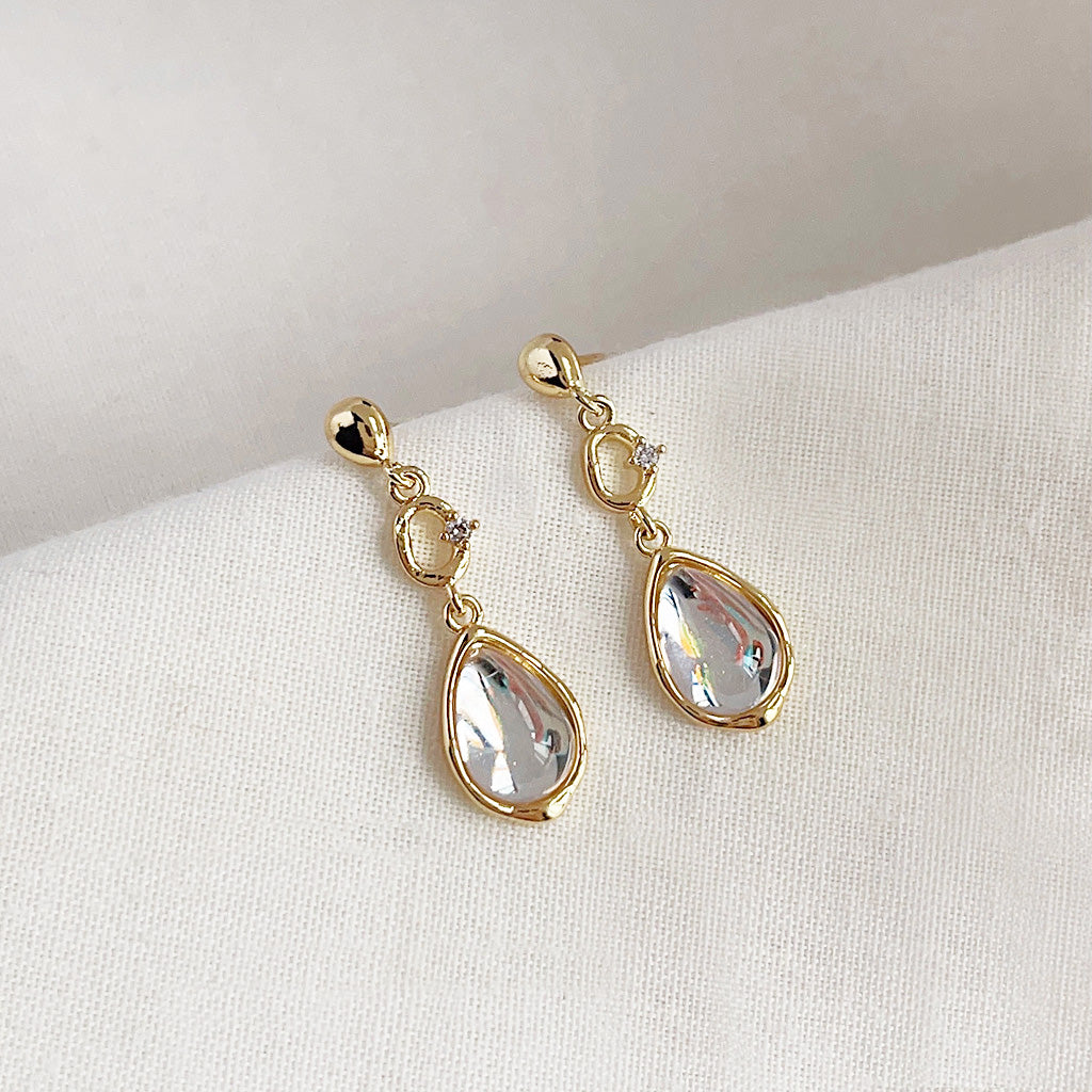 14k gold plated clear glass water drop earrings (5 pairs)