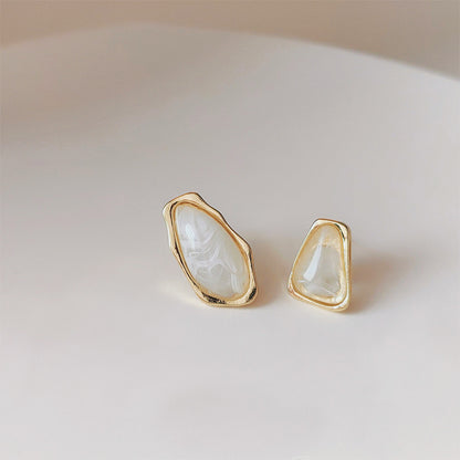 14k gold plated asymmetric irregular shaped translucent stud earrings (5 pairs)