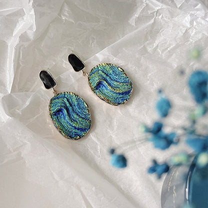 Boucles d'oreilles à tige de forme carrée, style rétro, deux couleurs d'émail (10 paires)