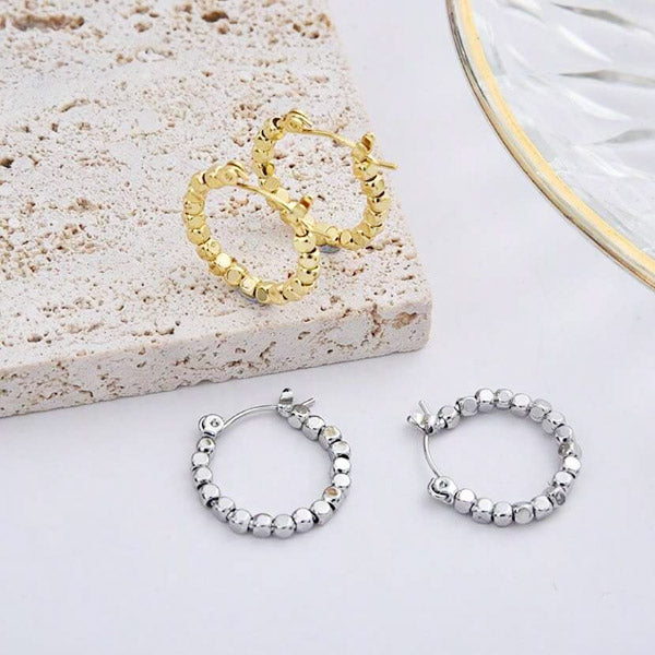 Crushed stone small square beads hoop earrings (5 pairs)