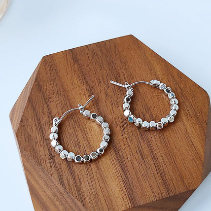 Crushed stone small square beads hoop earrings (5 pairs)